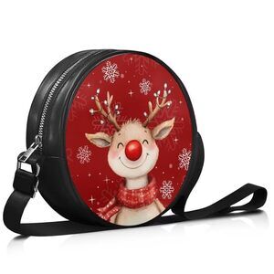 6510 Christmas Deer Crossbody Bag PU Leather Trendy Small Shoulder Bag